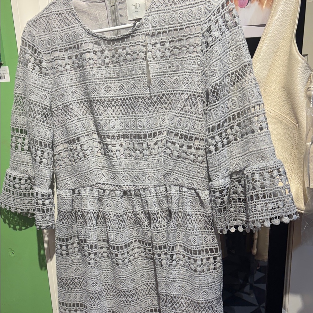HD in Paris Grey Crochet Lace Dress